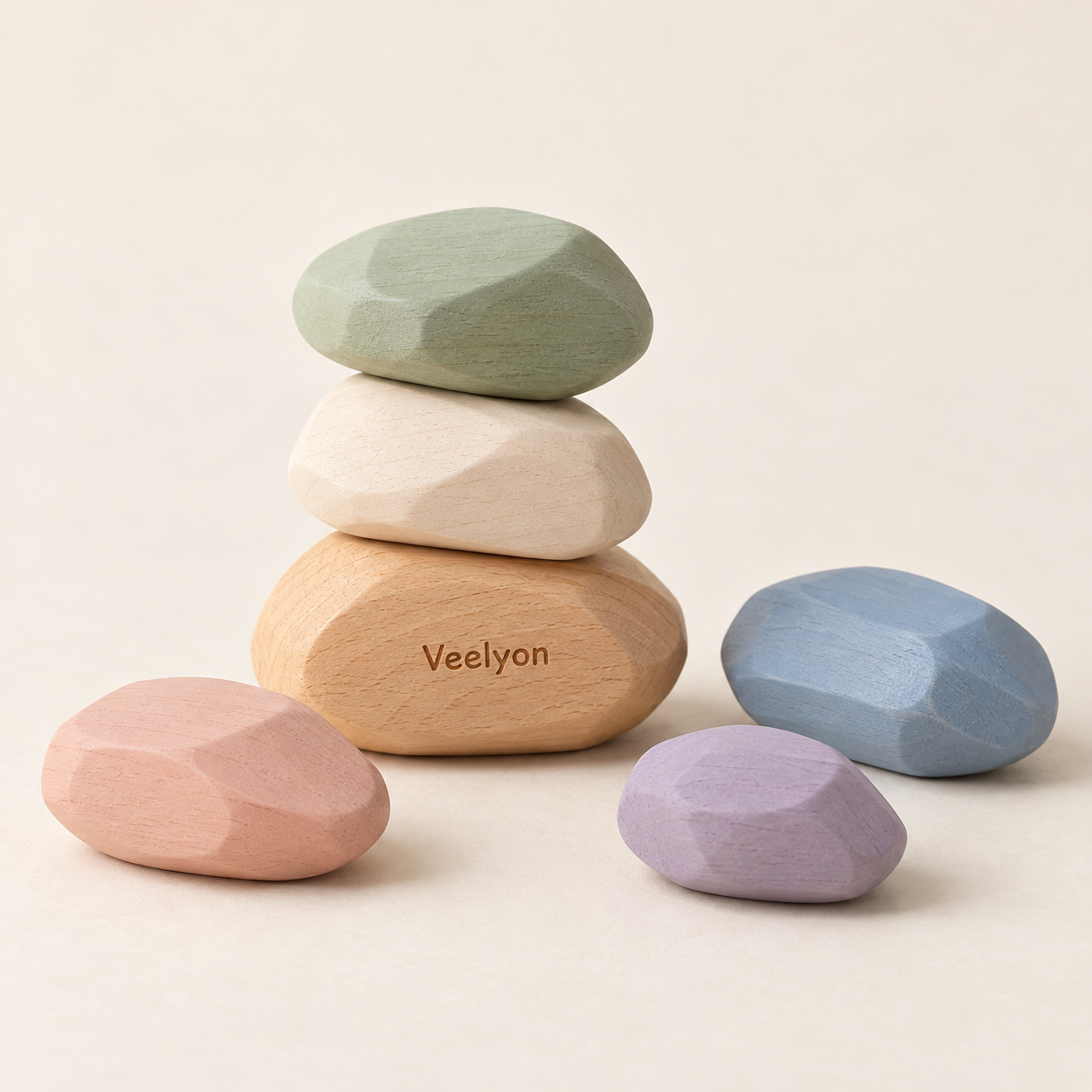 AI-generated product concept of Garden Balancing Pebbles